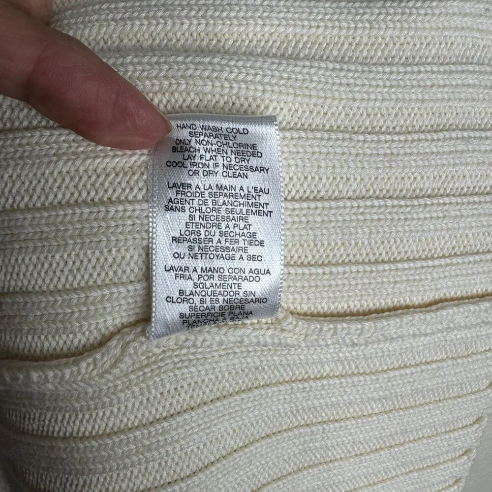 Michael Kors Womens Open Front Cardigan Sweater‎ Medium Ivory Cotton & Rayon